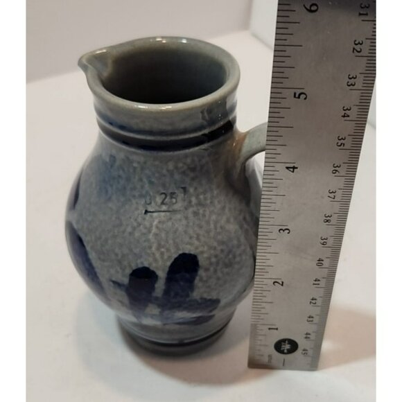 Vintage Marzi & Remy German Salt Glazed Pottery Pitcher Cobalt Blue & Grey .25 L - Picture 10 of 10